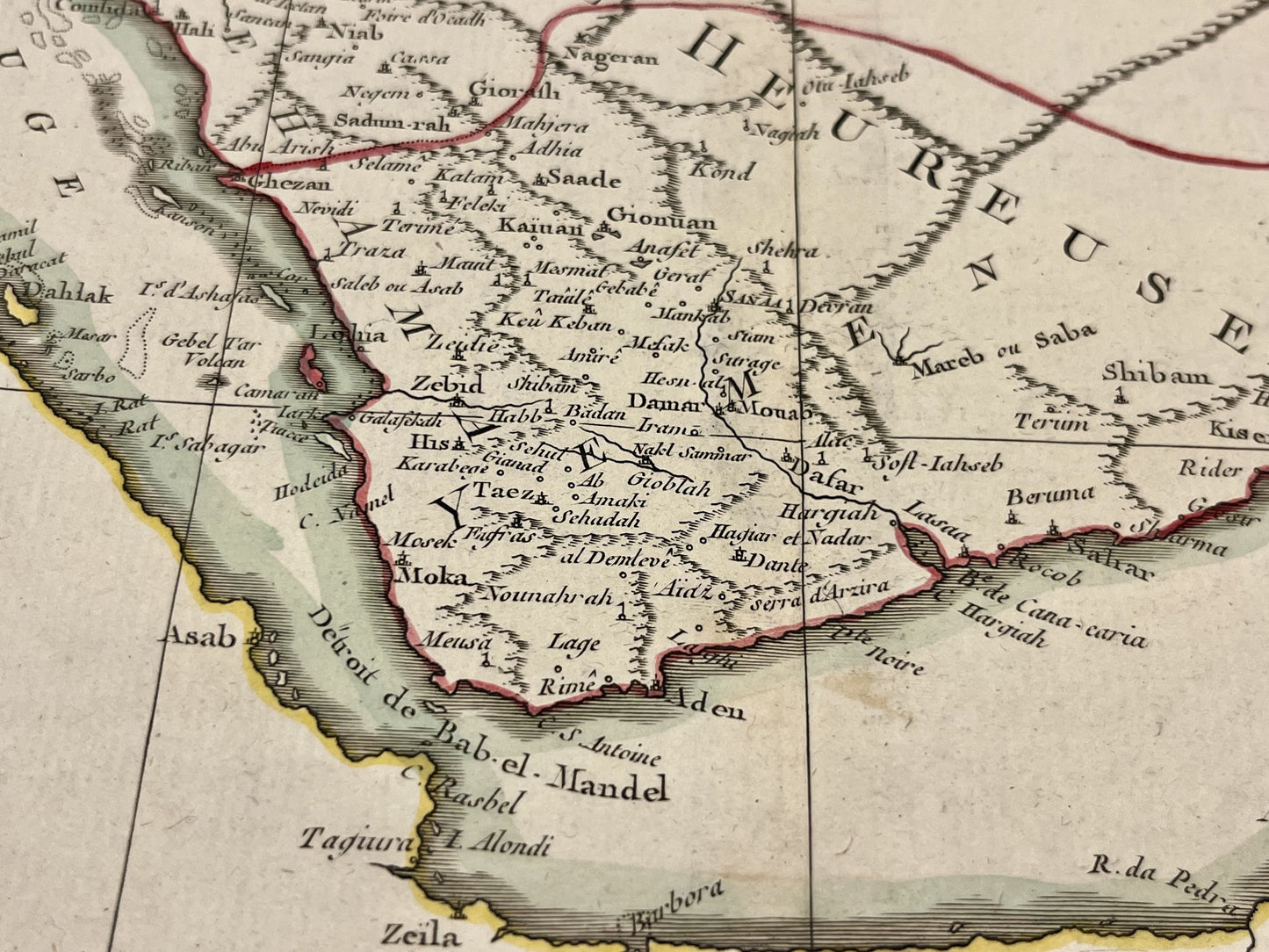 Carte geographique ancienne Yemen