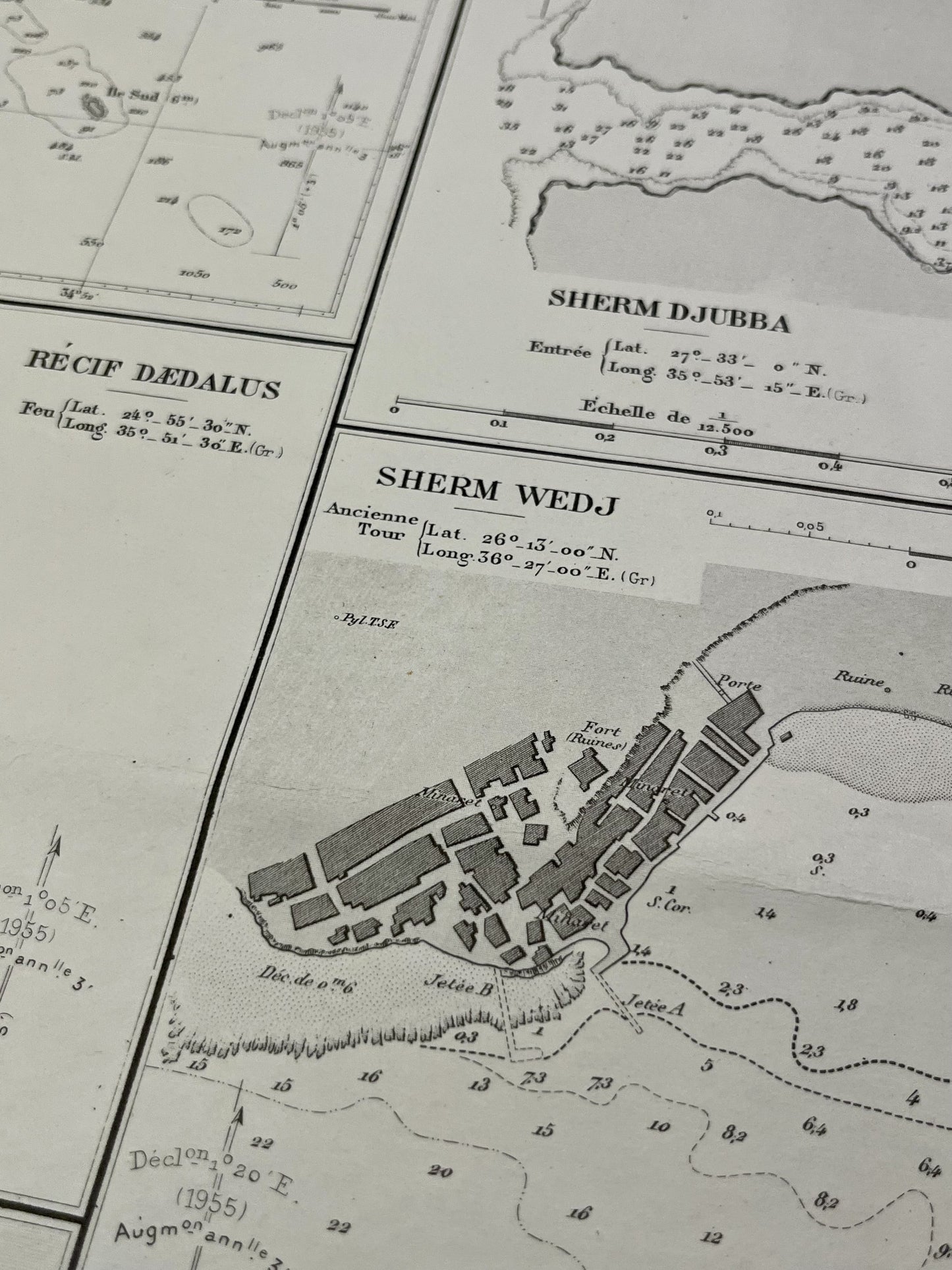 Carte geographique ancienne mouillages ports mer Rouge