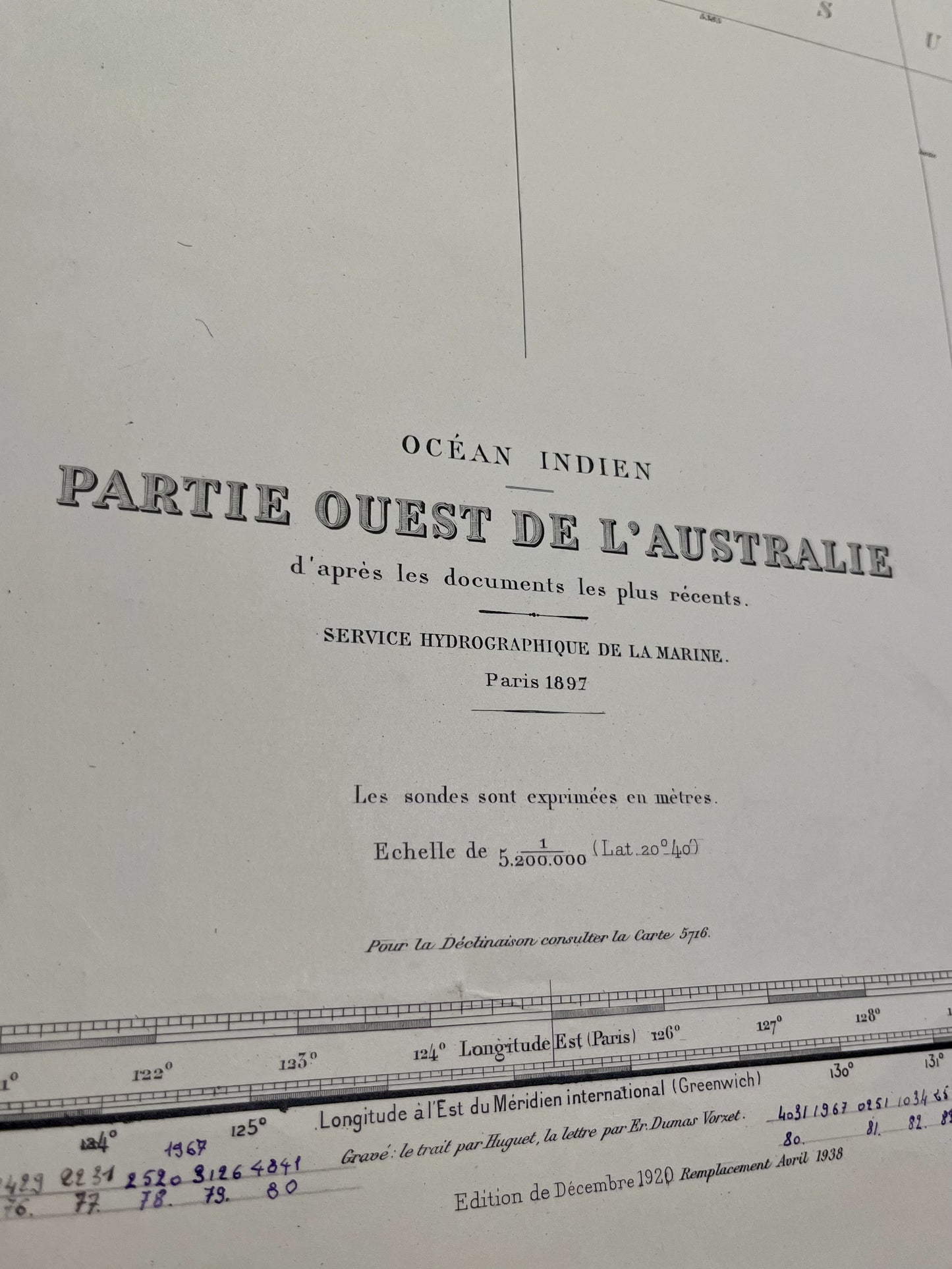 Carte marine ancienne Australie Ouest Perth