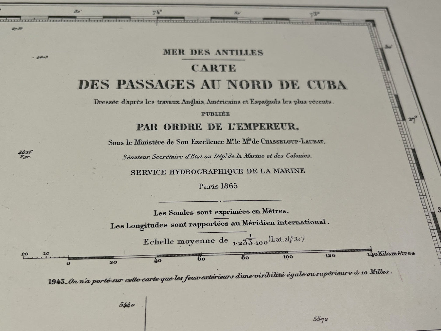 Carte marine ancienne Bahamas Cuba