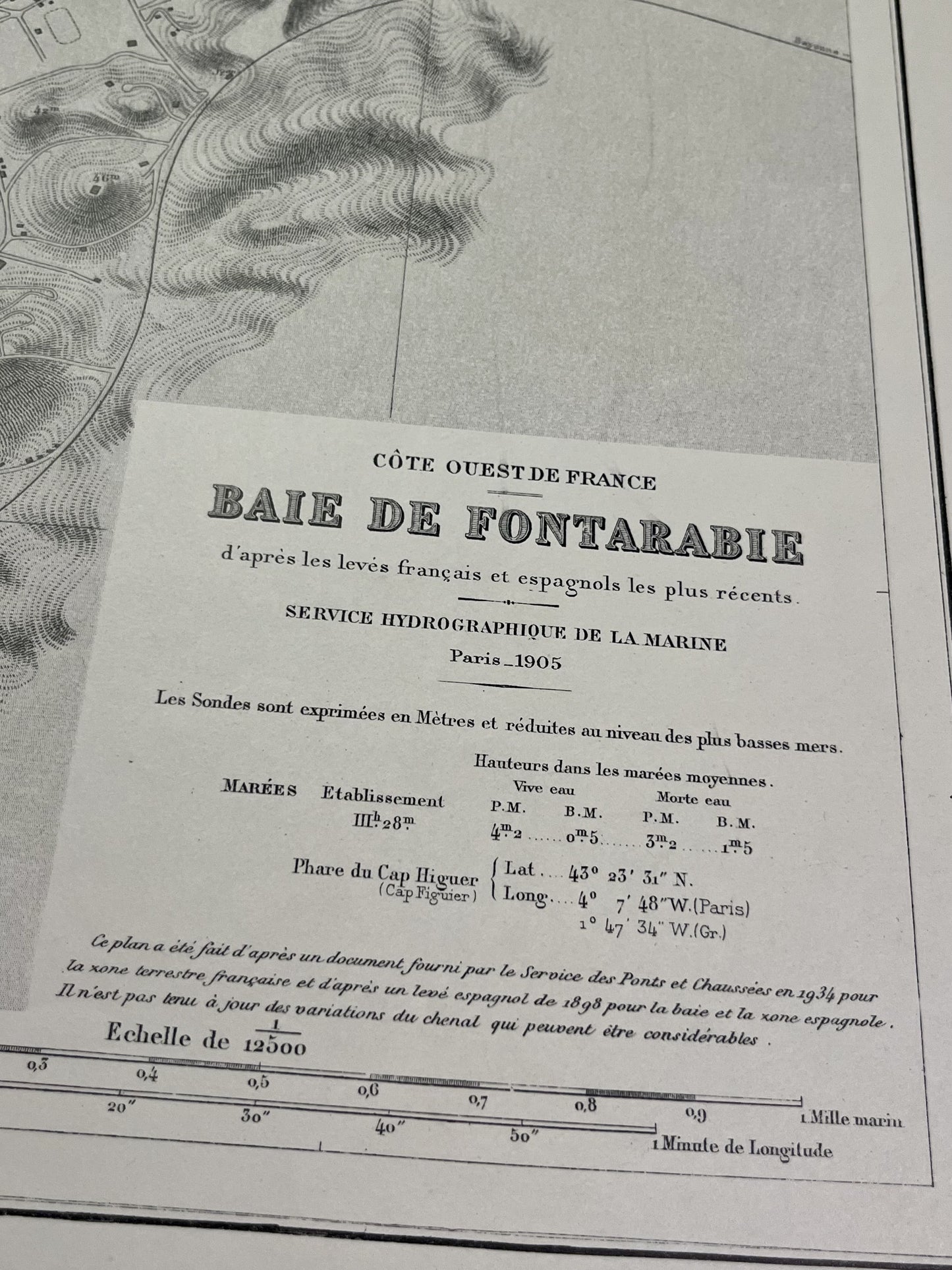 Carte marine ancienne Baie Fontarabie