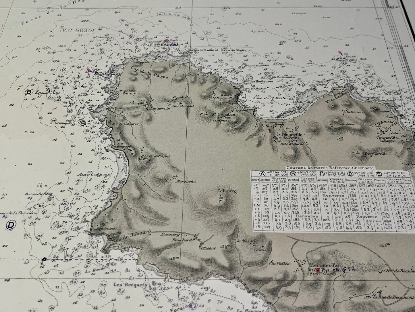 Carte marine ancienne cap Hague Normandie