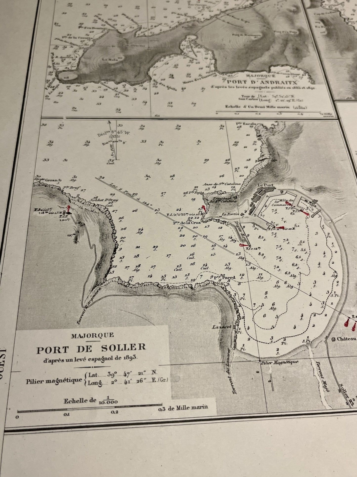 Carte maritime ancienne Majorque ports