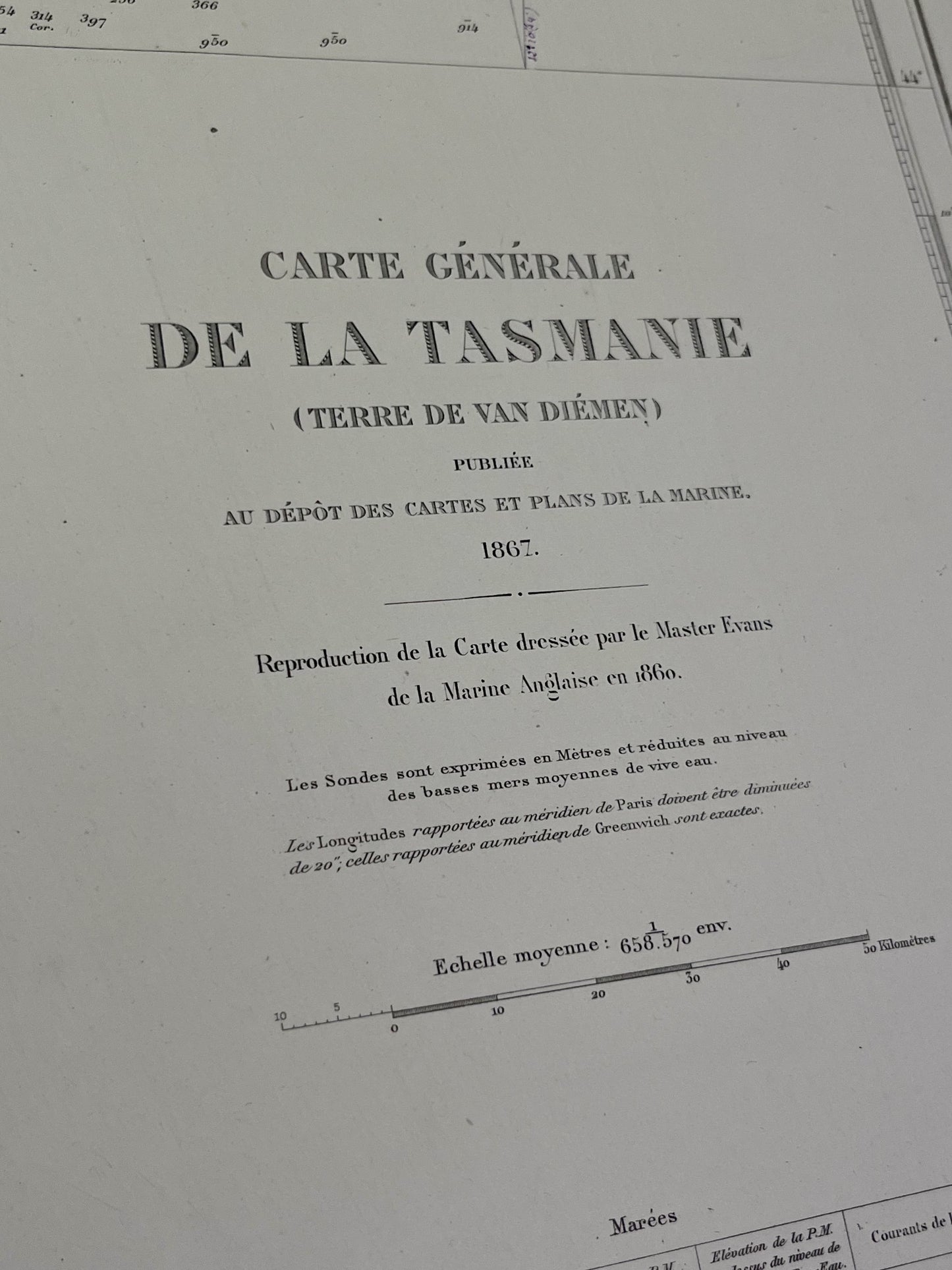 Carte nautique ancienne Tasmanie Van Diemen