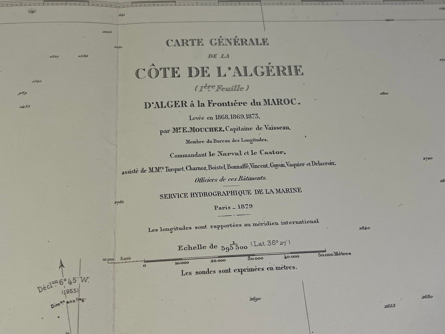 Carte nautique ancienne cote algerienne