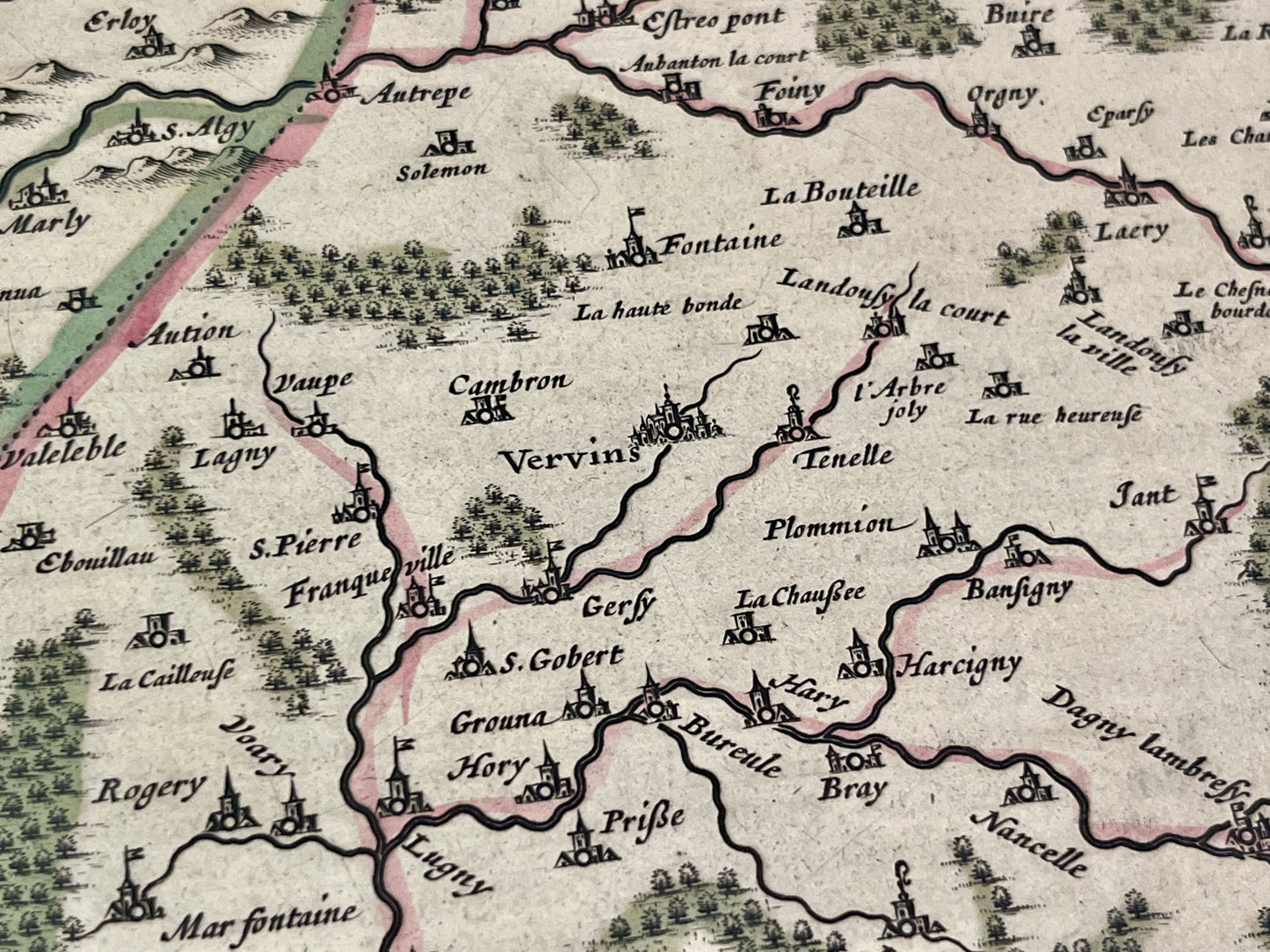 Carte tres ancienne Vervins Aisne