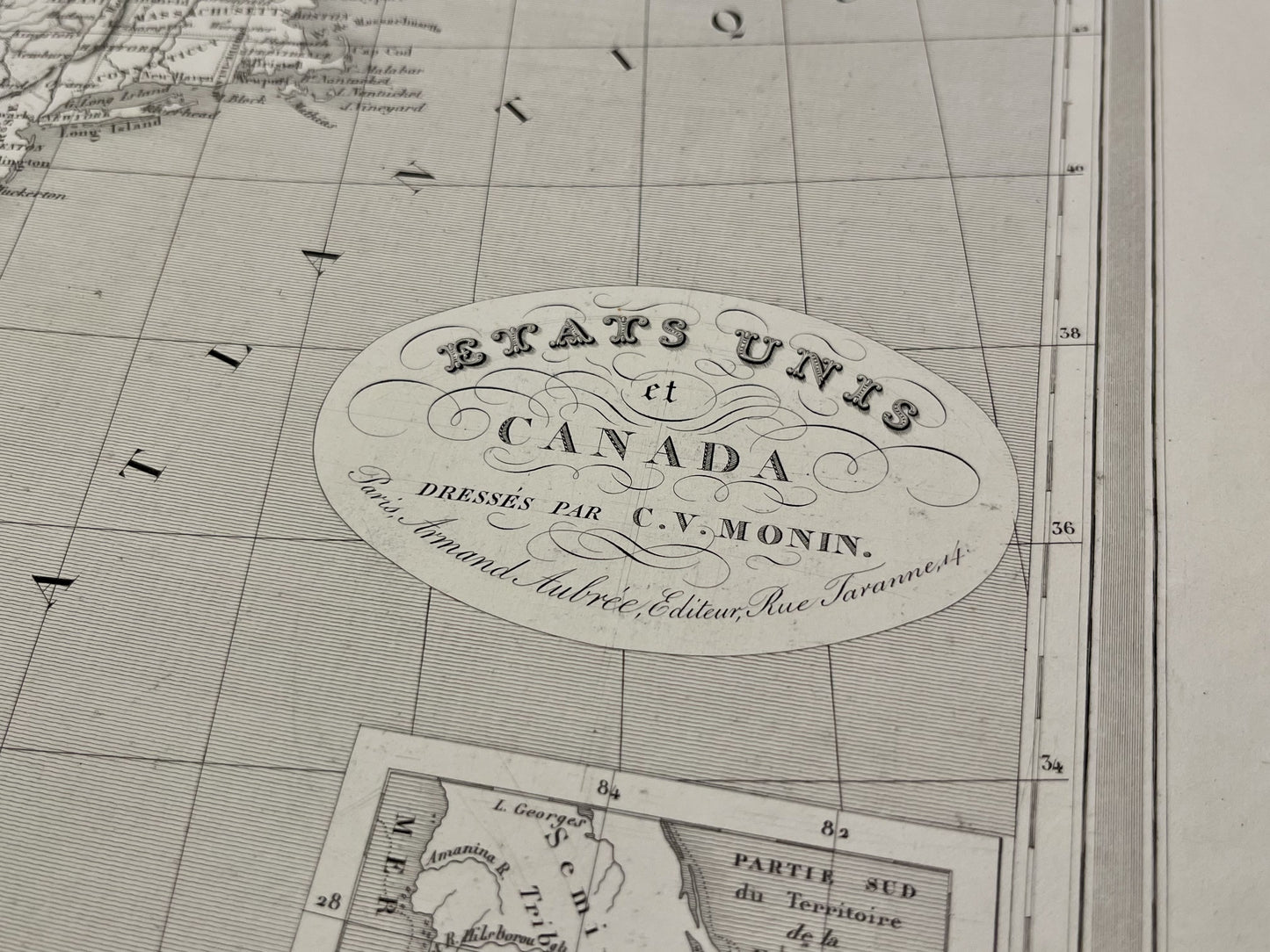 Carte vintage Etats-Unis Canada
