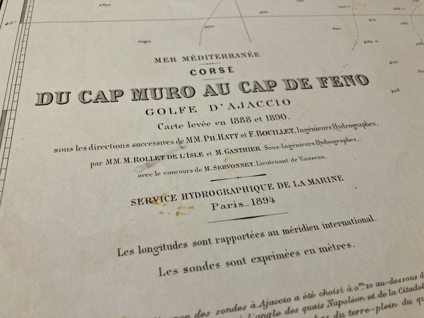Cartouche de la Carte Marine ancienne du Golfe d'Ajaccio