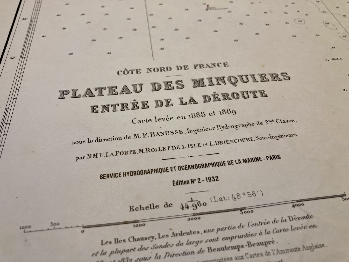 Cartouche de la Carte marine ancienne du Plateau des Minquiers