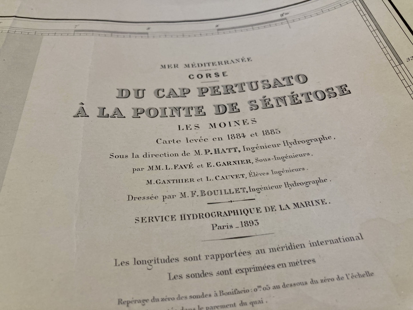 Cartouche de la Carte Marine ancienne du Cap Pertusato à la Pointe de Sénétose 2