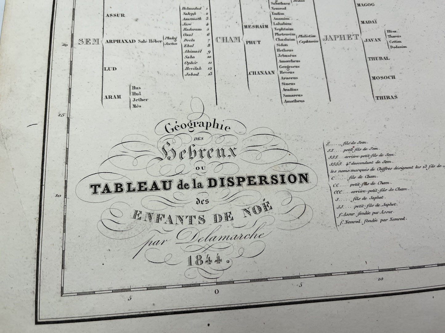 Détail de la carte ancienne de la géographie des hébreux par F. Delamarche