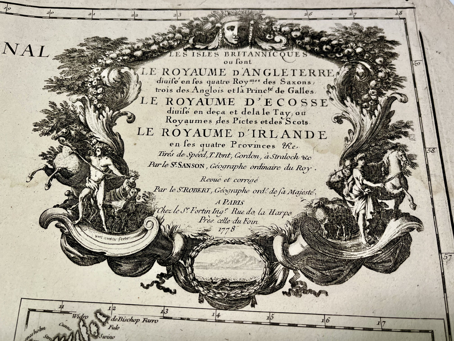 Cartouche carte ancienne Grande-Bretagne decoration