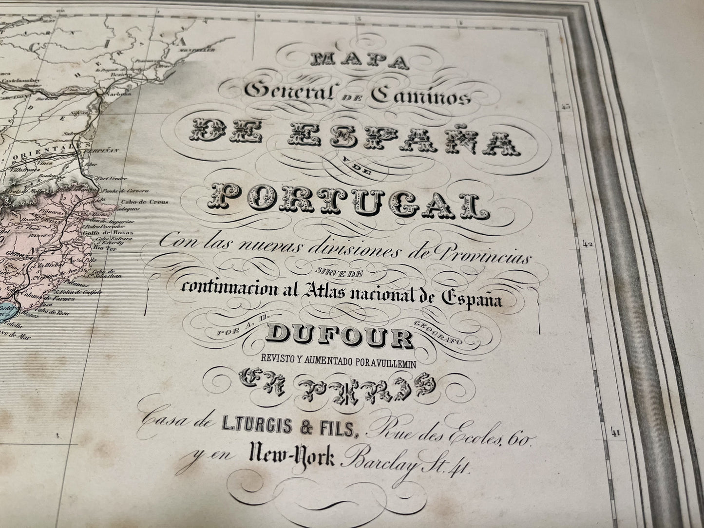 Decoration Espagne carte geographique ancienne
