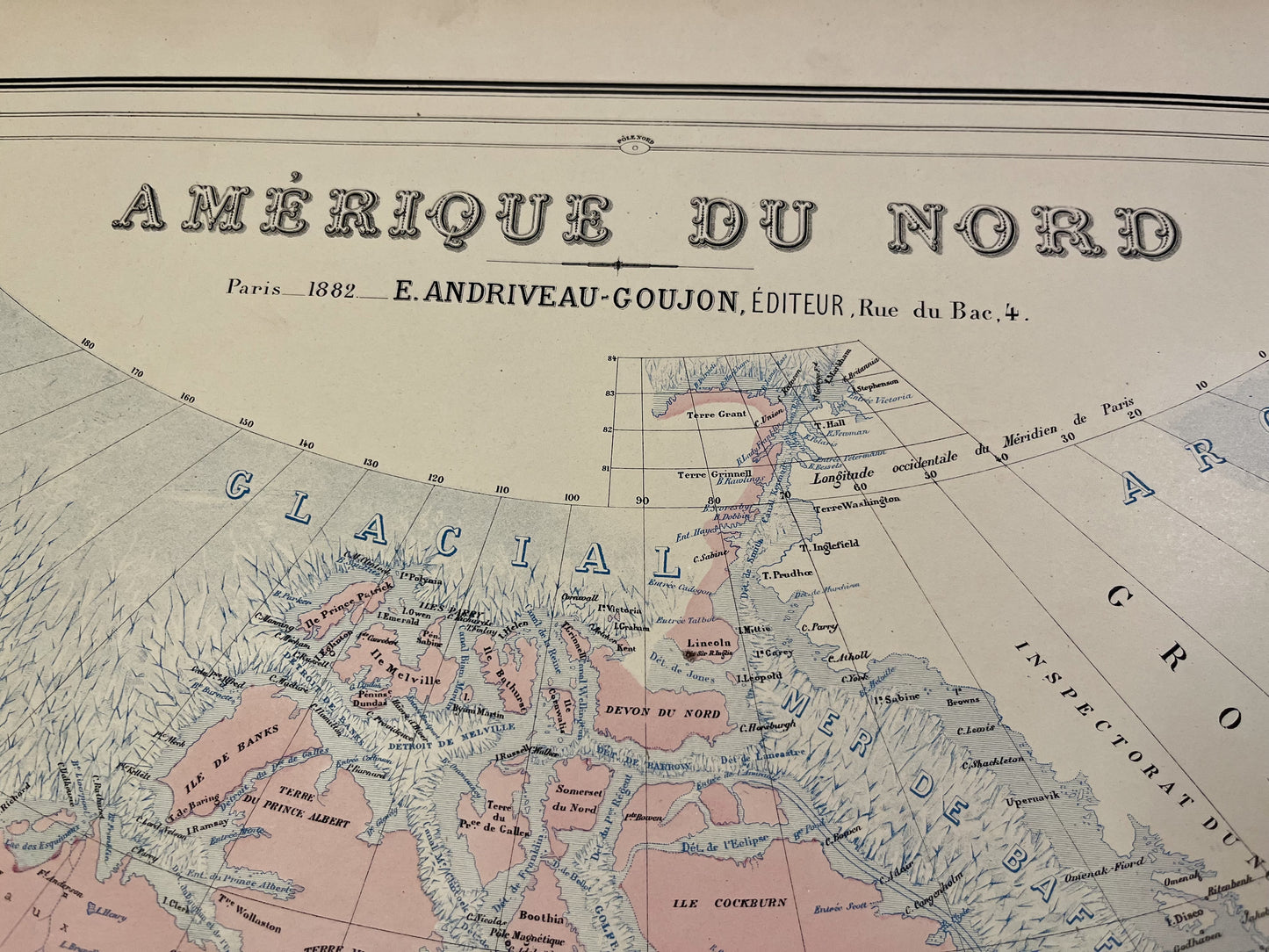 Decoration carte geographique ancienne Amerique du Nord