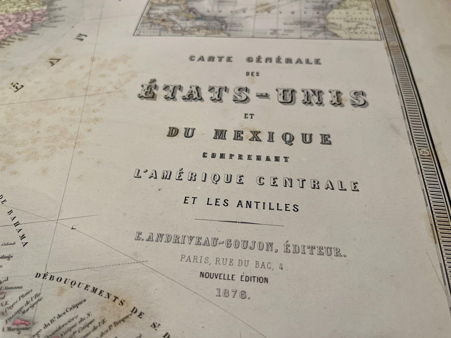 Decoration carte geographique ancienne USA