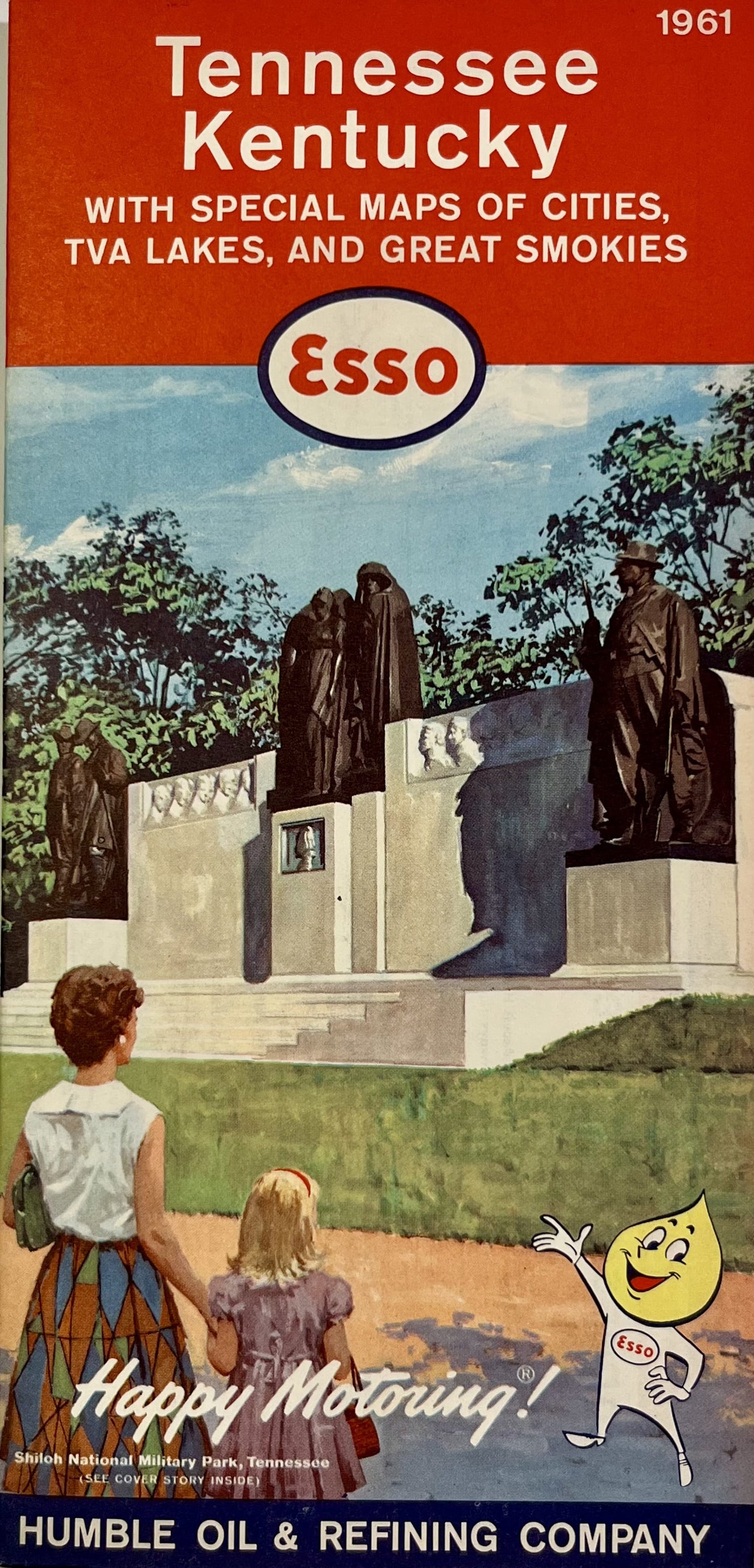 Decoration vintage carte routiere Tennessee Kentucky