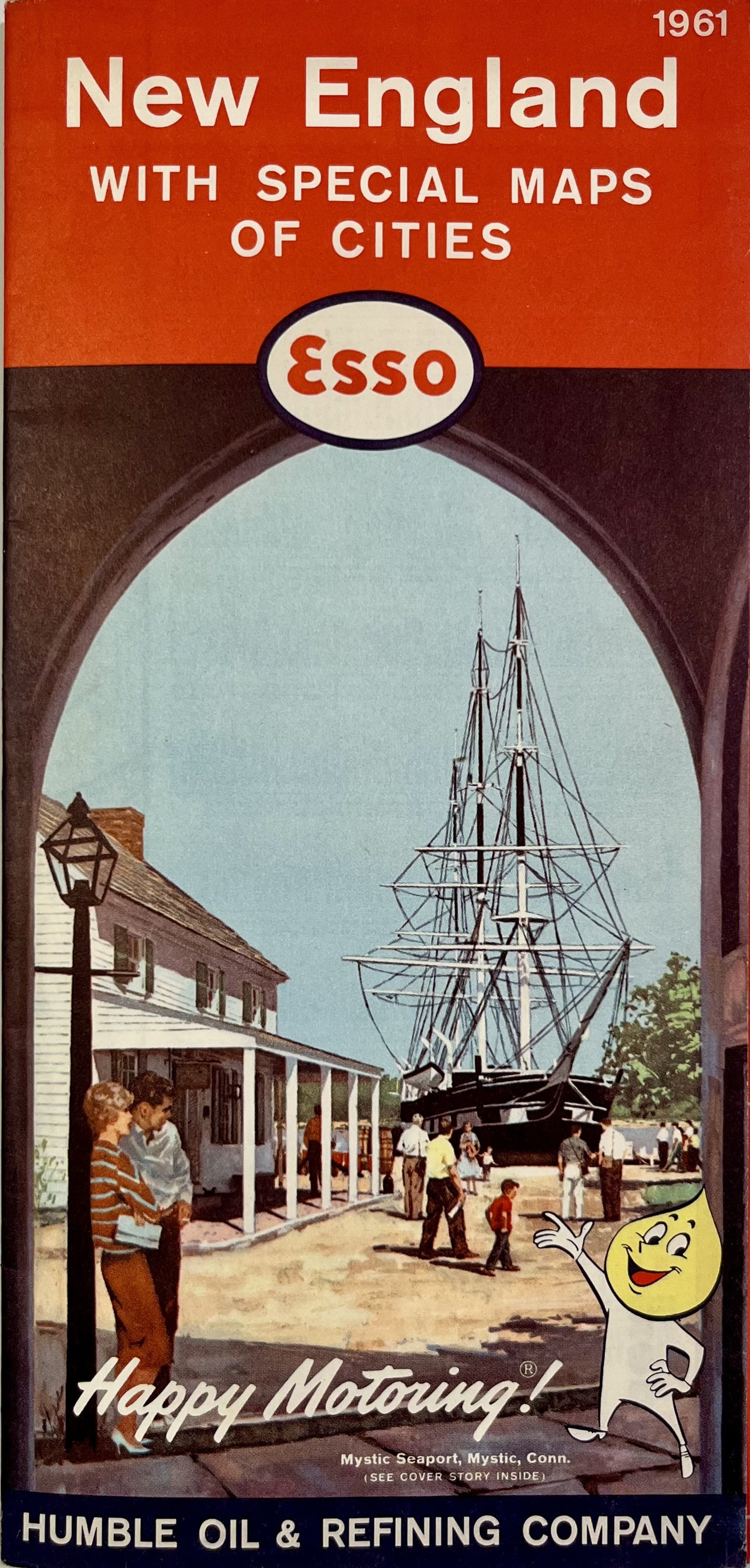 Decoration vintage map Nouvelle-Angleterre Esso