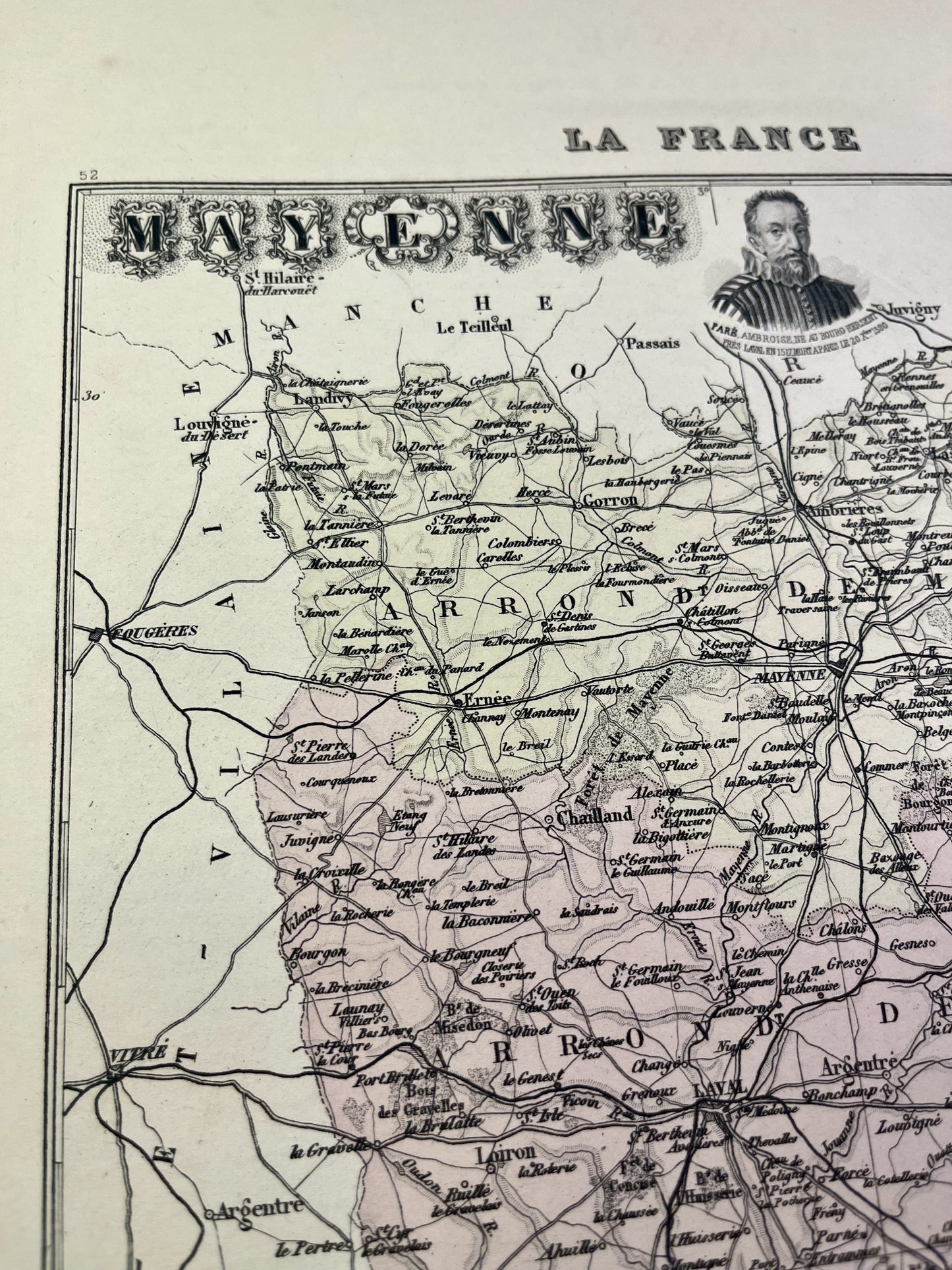 Carte de la Mayenne avec villes et villages