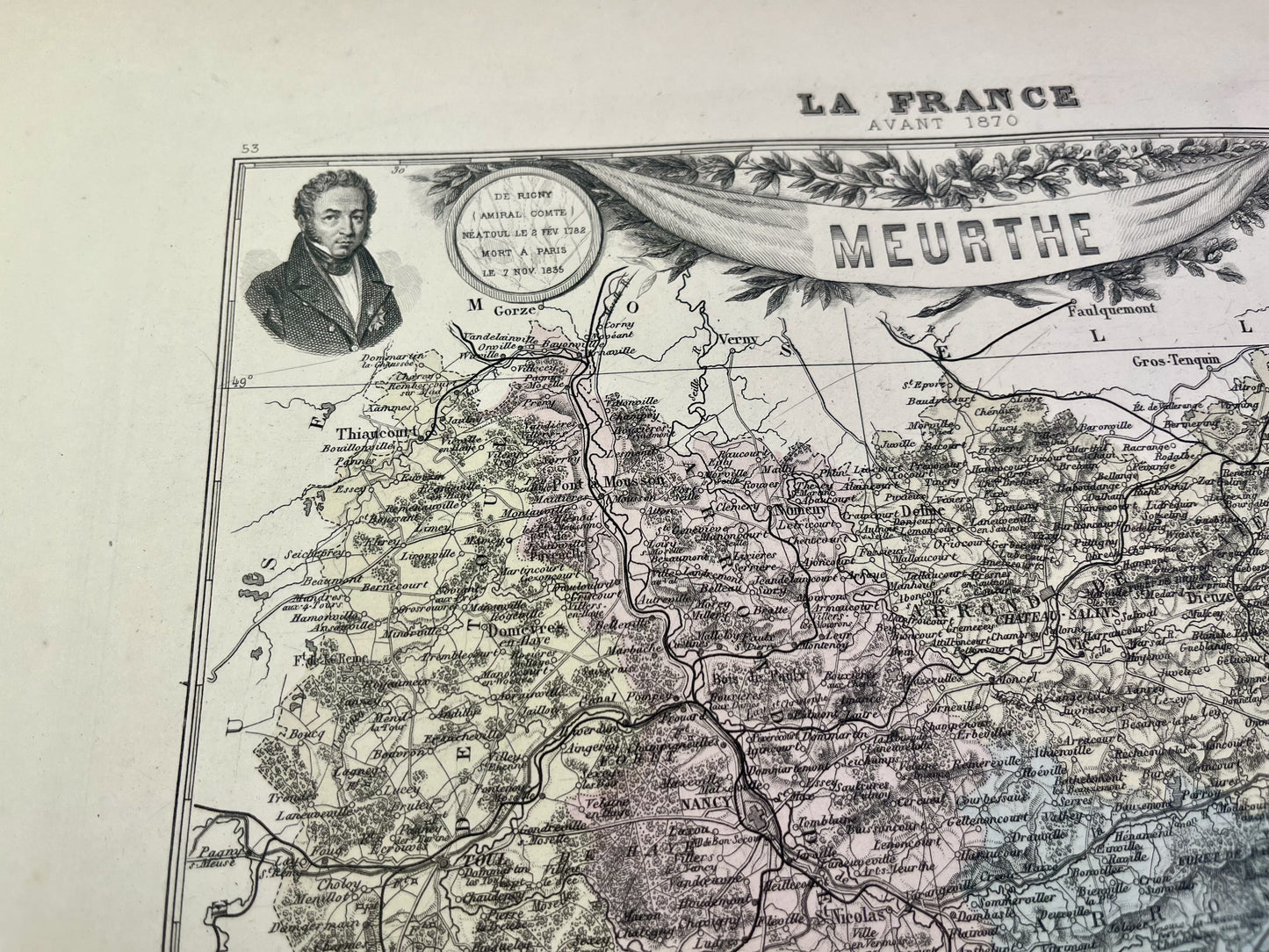 Carte de la Meurthe avec villes et villages