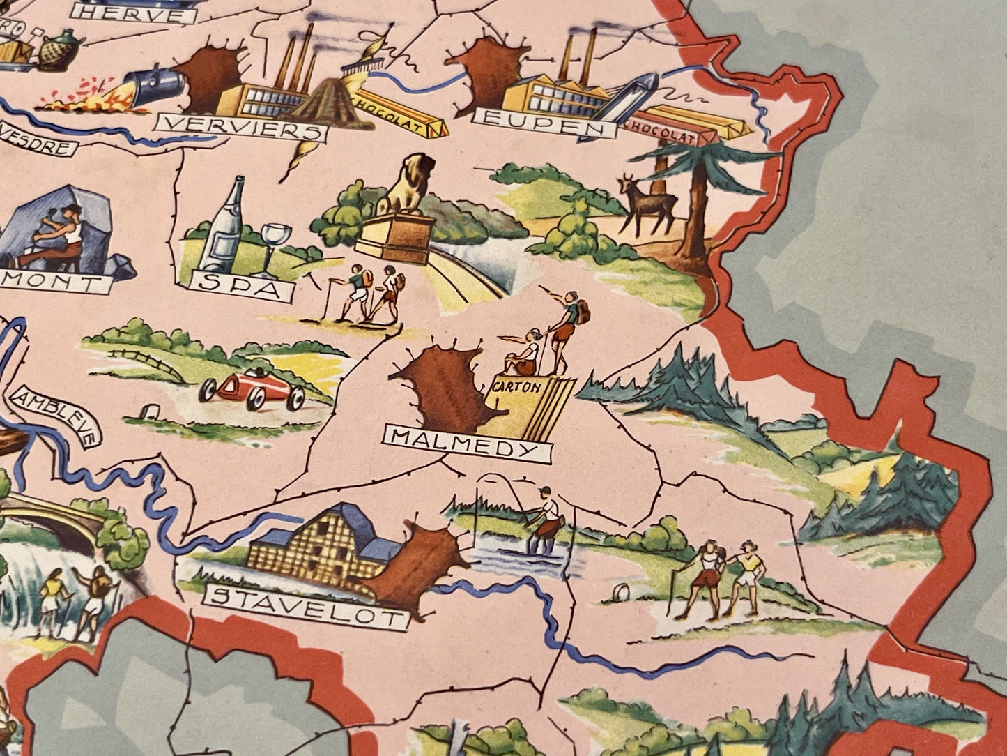 Achat carte picturale ancienne Liege