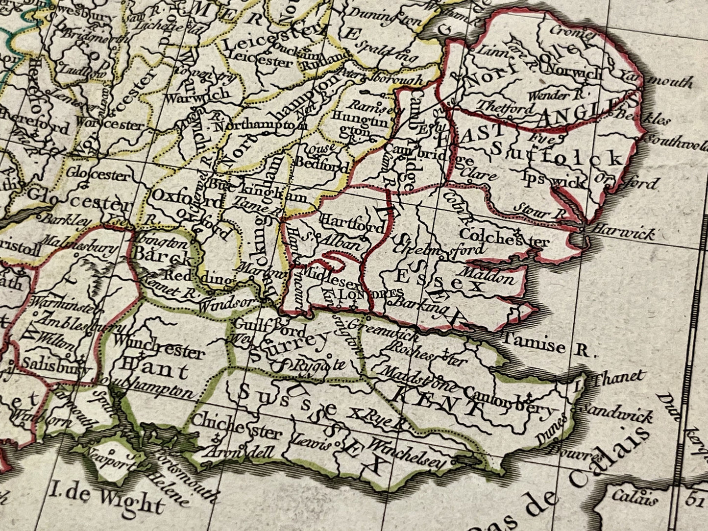 Petite carte ancienne de l'Angleterre par Robert de Vaugondy - ca. 1770