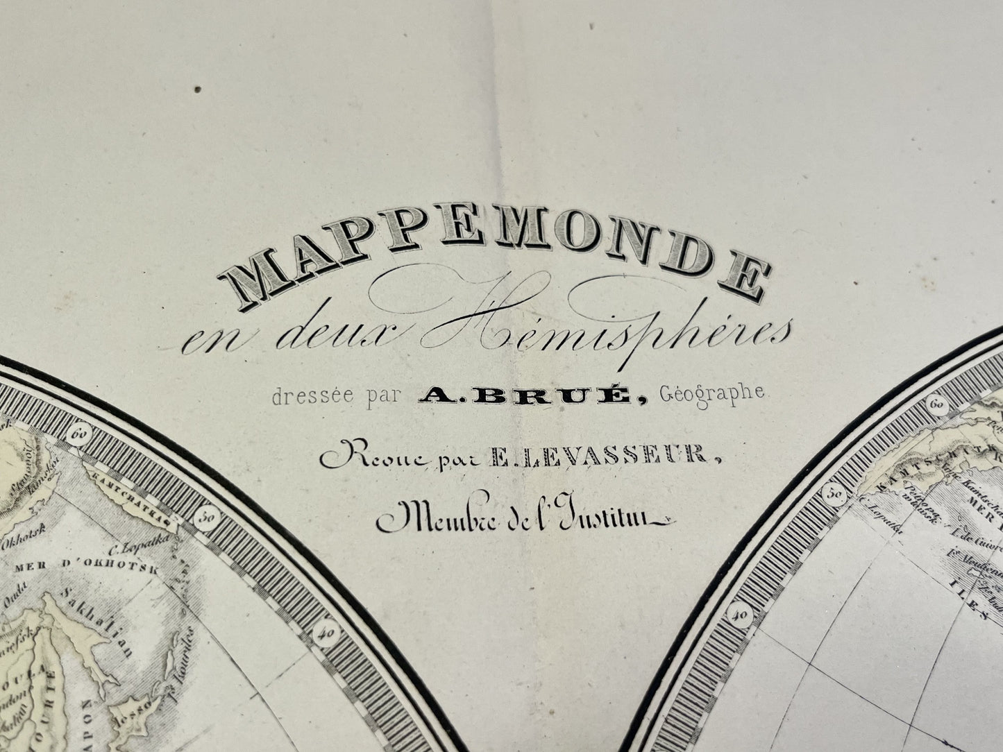 Mappemonde ancienne par Brue