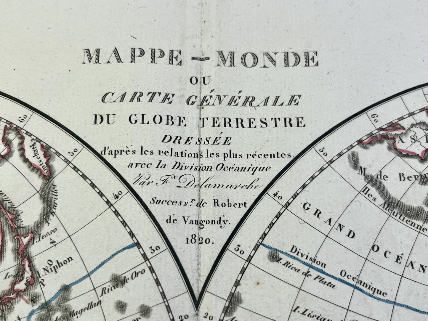 Mappemonde ancienne par Delamarche