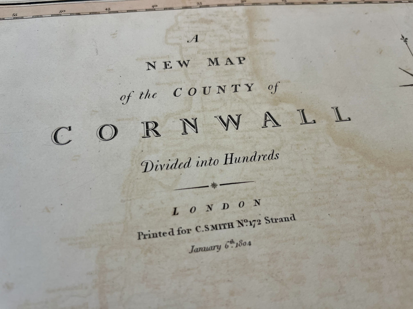 Old map Cornwall county England