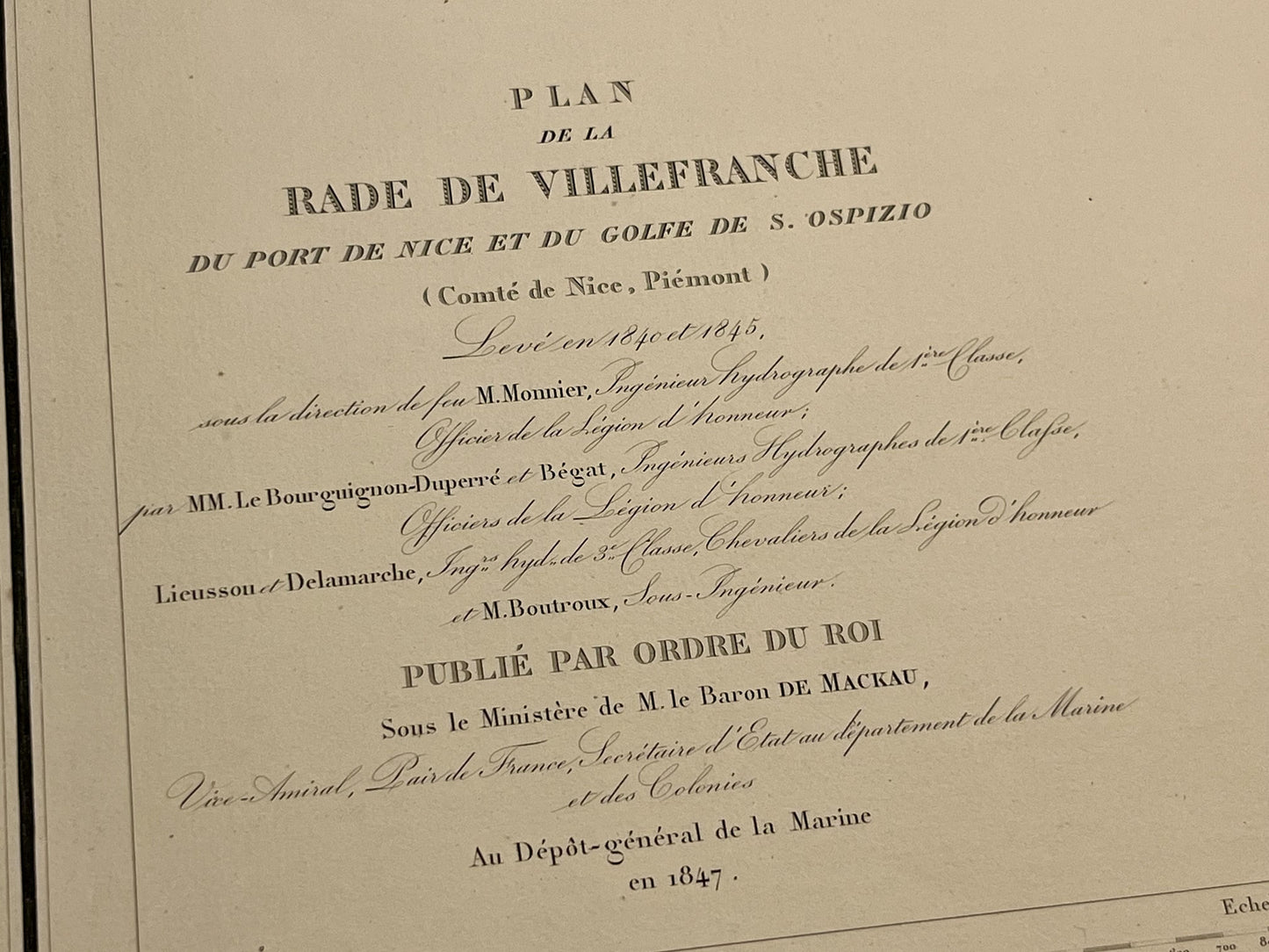 Plan ancien de la Rade de Villeranche et Port de Nice