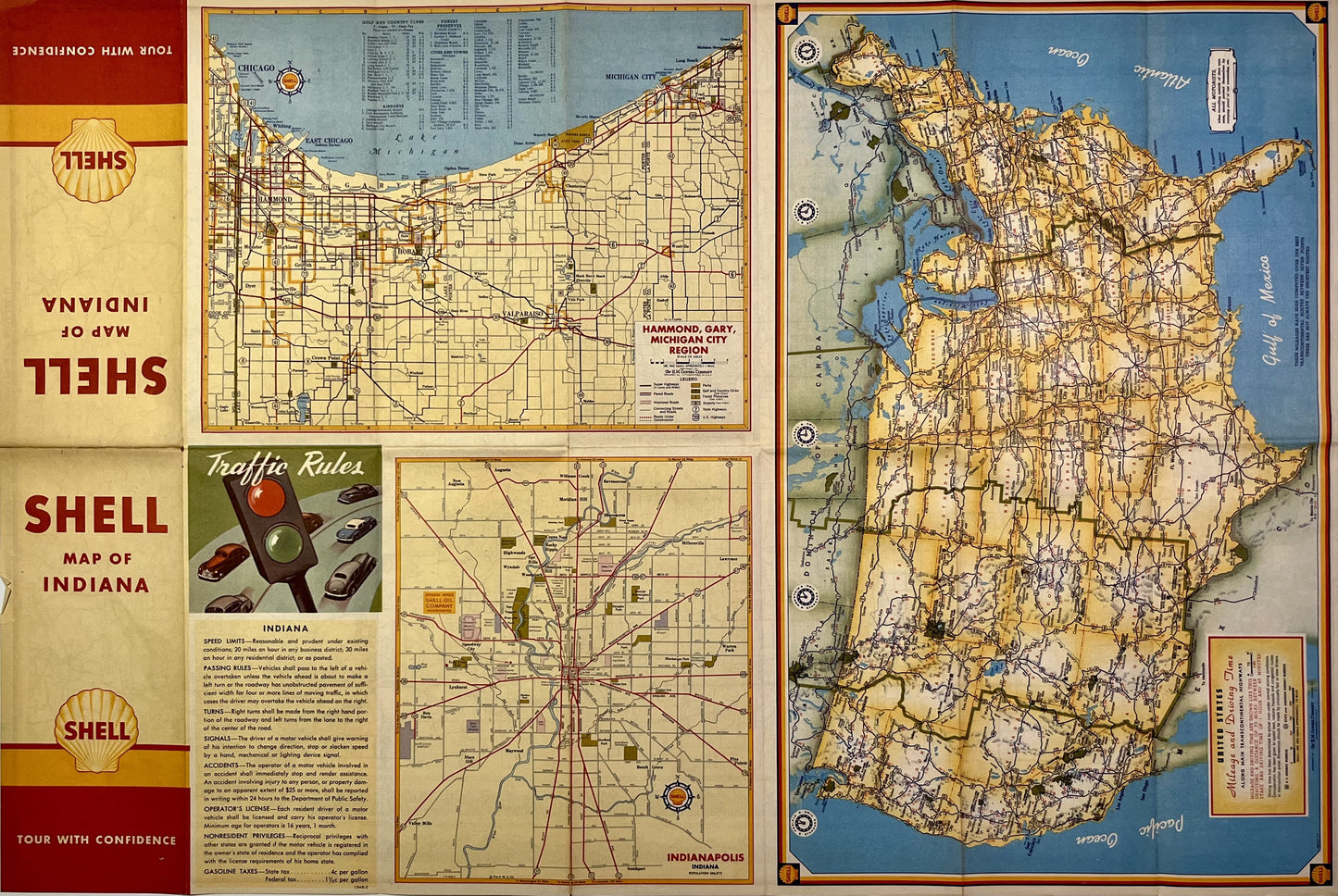 Plan vintage ancien Indianapolis USA par Shell