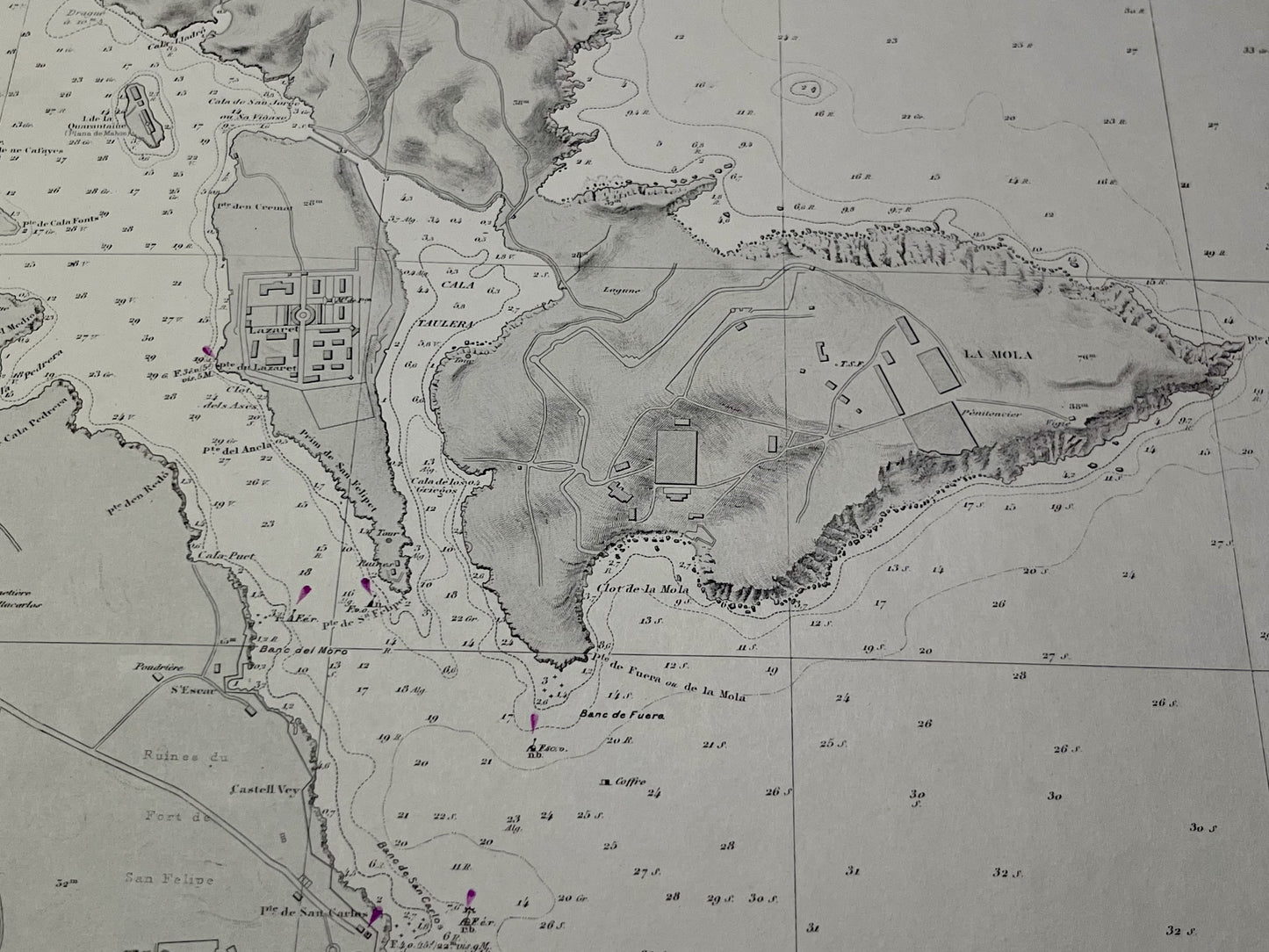 Port Mahon Baleares carte geographique ancienne