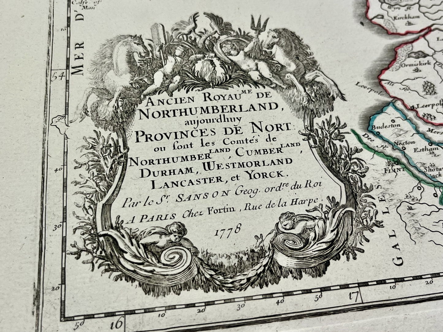 Vintage map of Central England by Nicolas Sanson