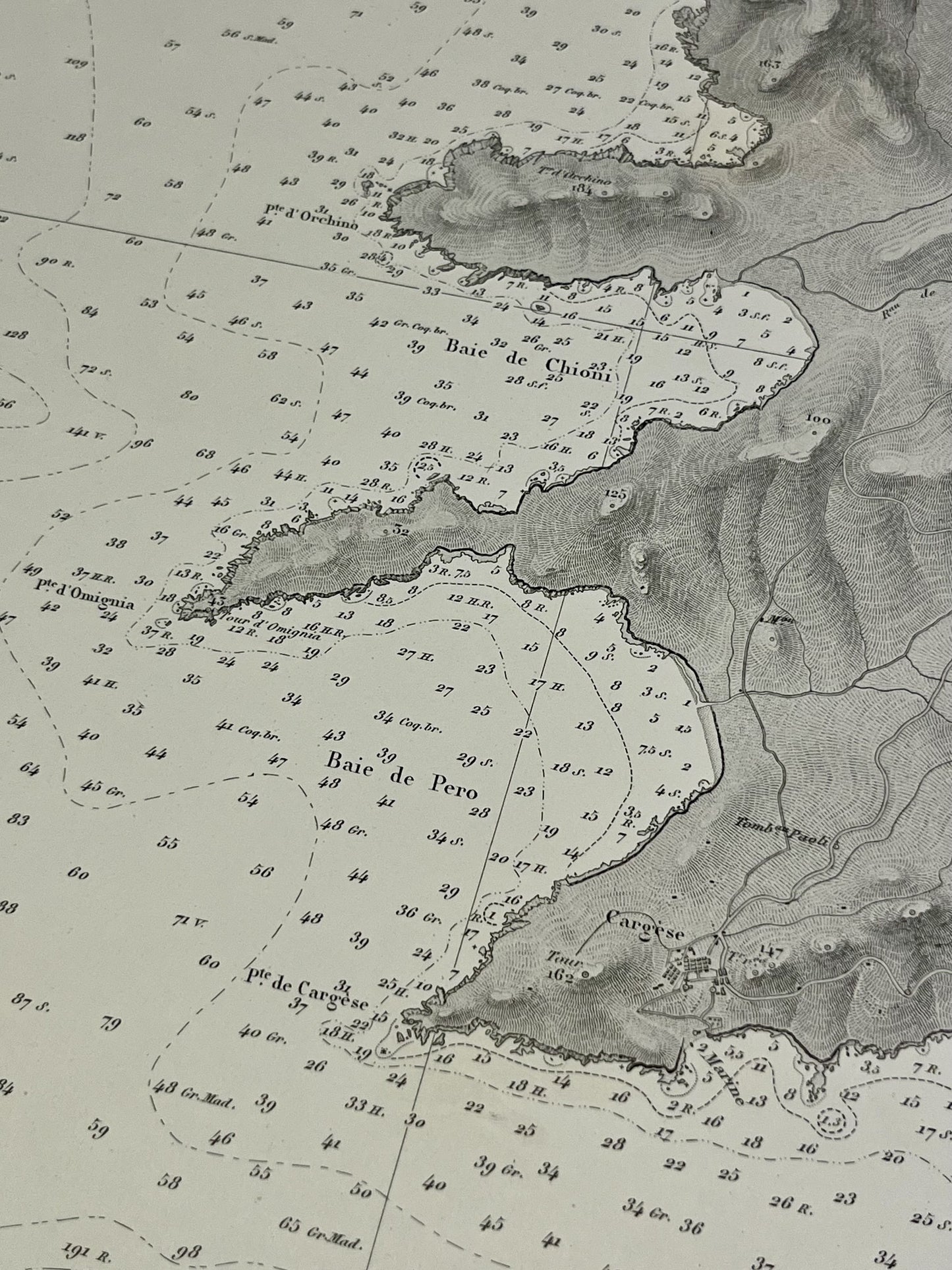 carte ancienne Corse Baies Chioni Pero