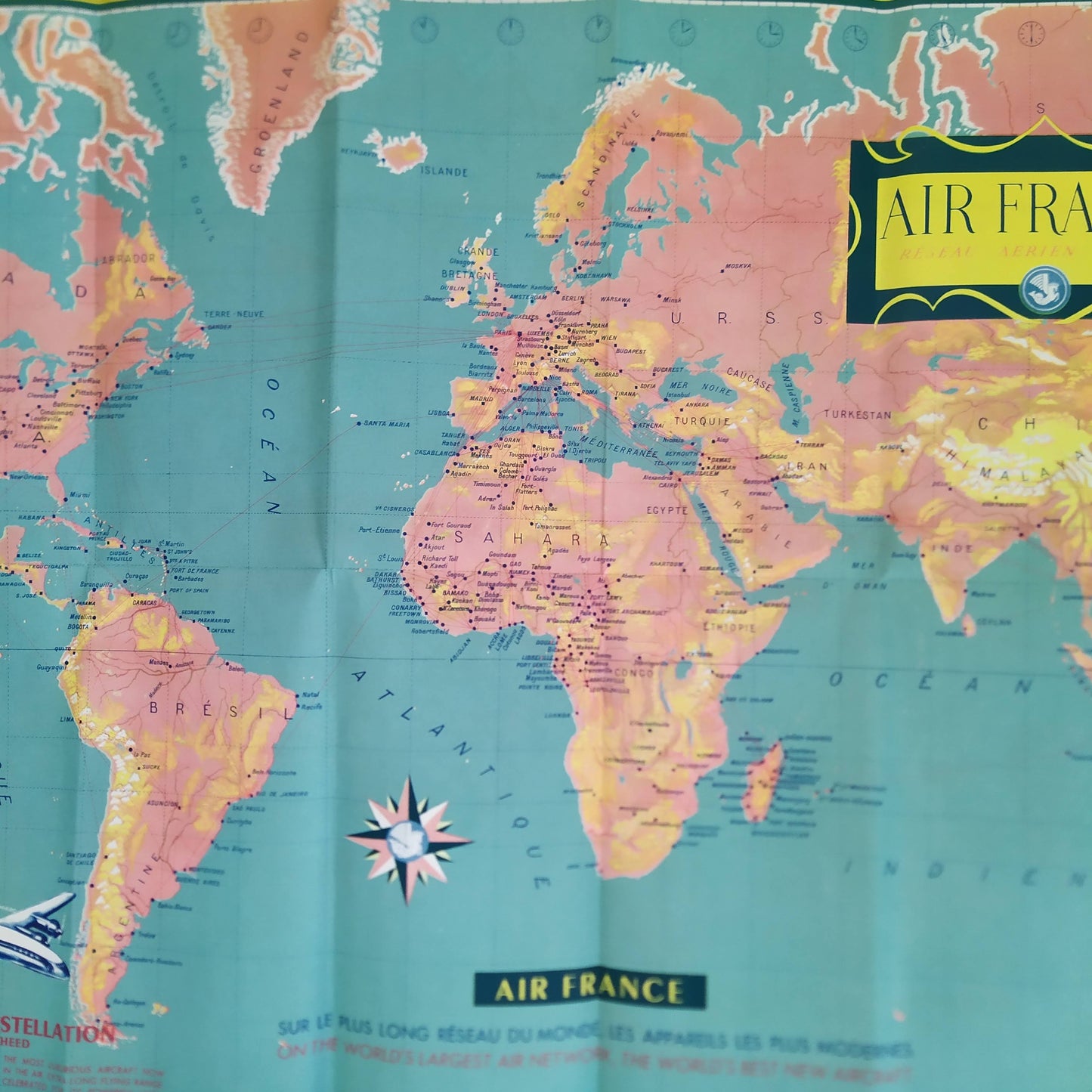 focus sur la mappemonde air france