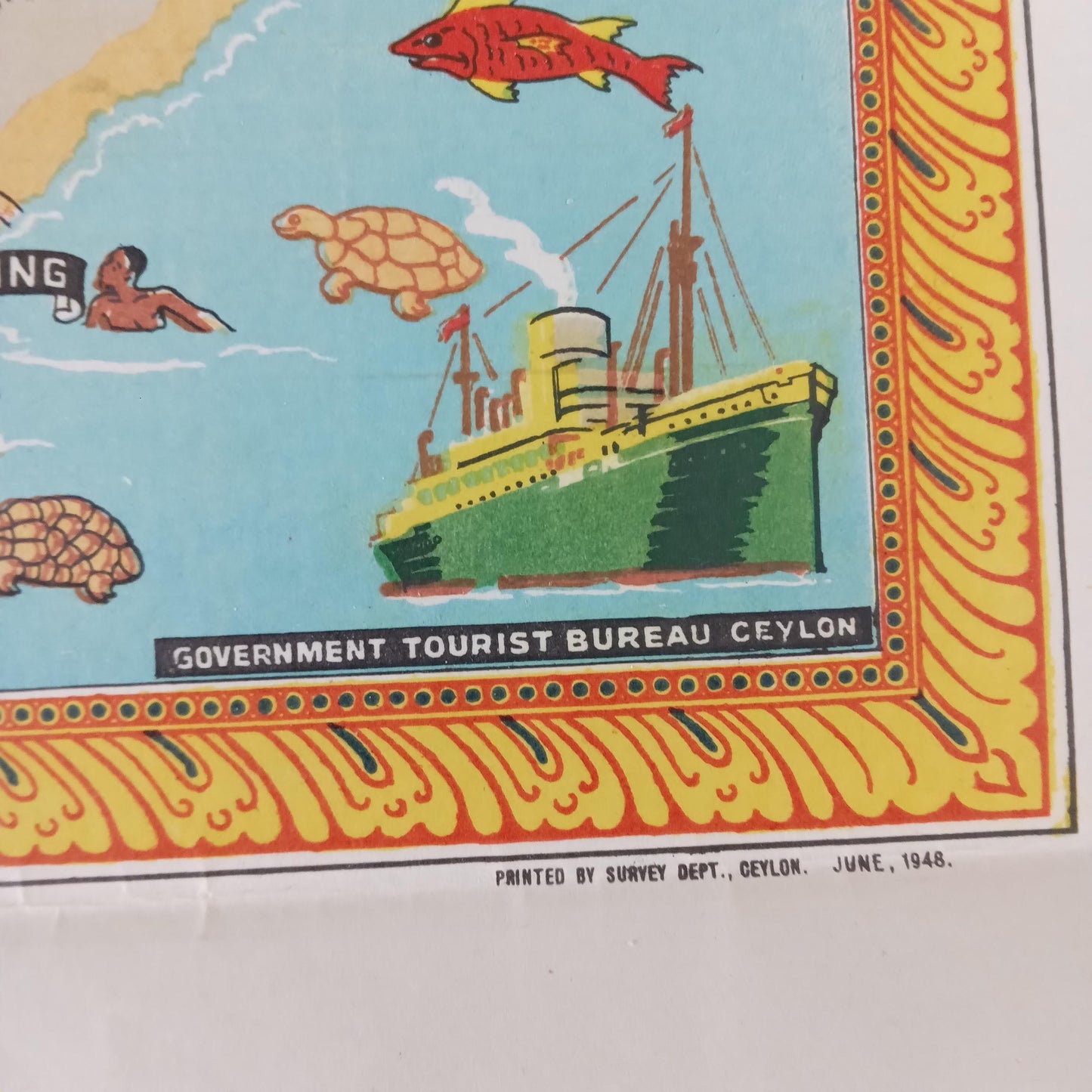 carte vintage ancienne Ceylan