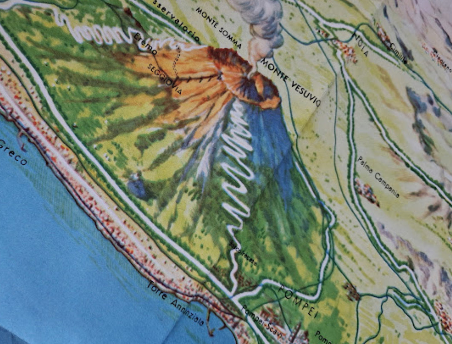 Old map of Naples and its gulf by FE Ciavatti - ca. 1950