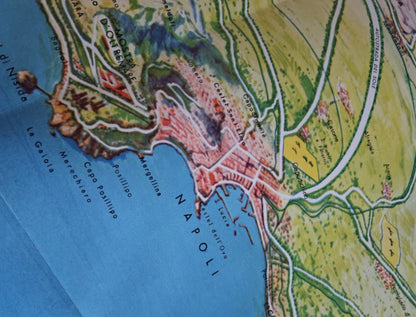 Old map of Naples and its gulf by FE Ciavatti - ca. 1950