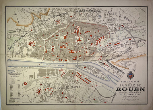 Achat plan ancien de Rouen, Normandie