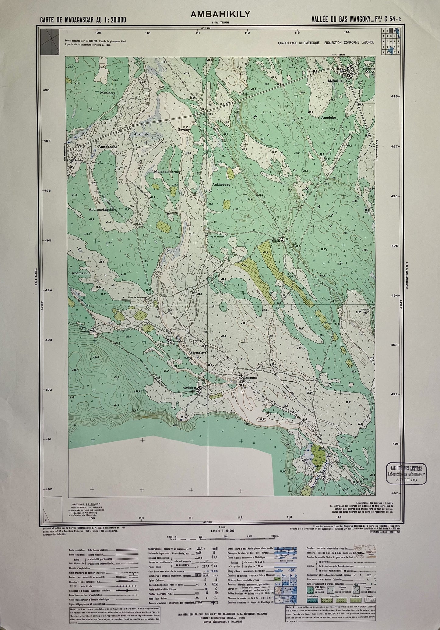 Achat carte ancienne de Madagascar, région d'Ambahikily
