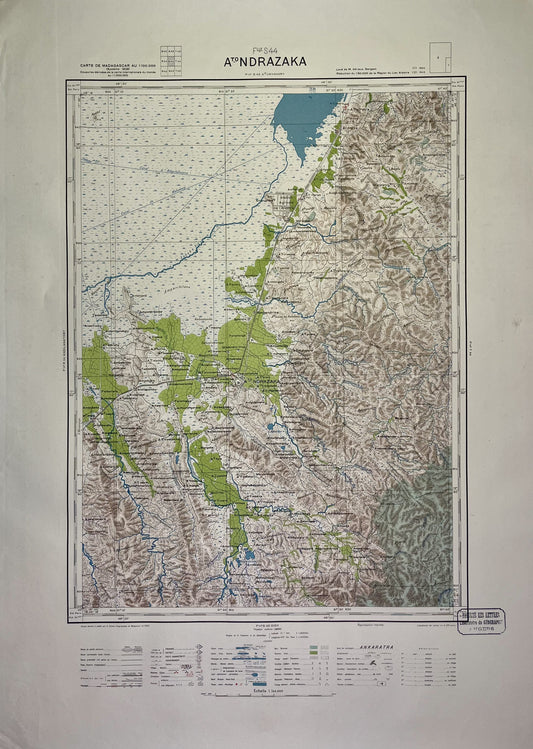 Achat carte ancienne de Madagascar, région d'Ambatondrazaka