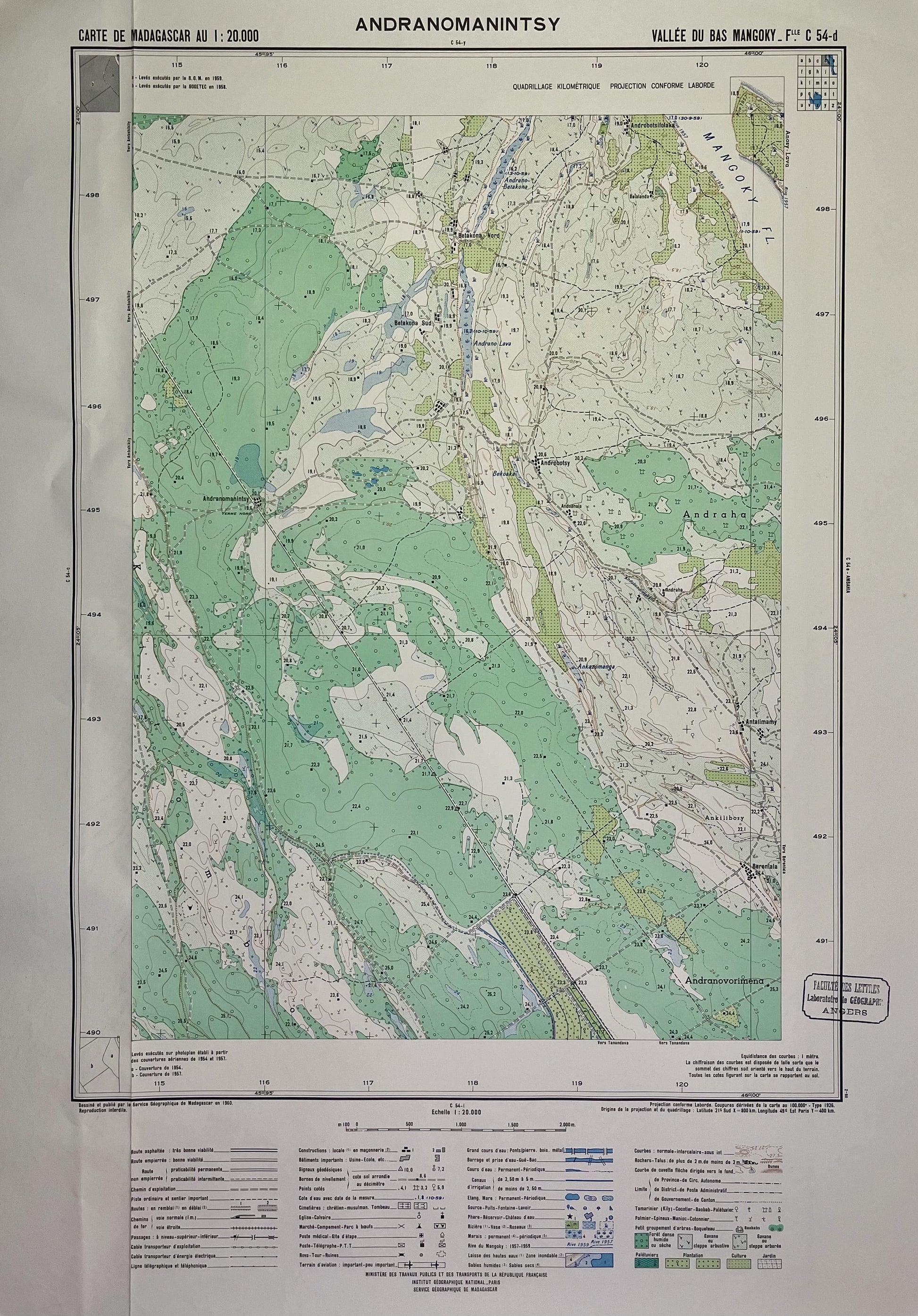 Achat carte ancienne de Madagascar, région d'Andranomanintsy