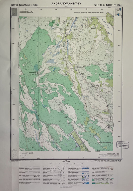 Achat carte ancienne de Madagascar, région d'Andranomanintsy