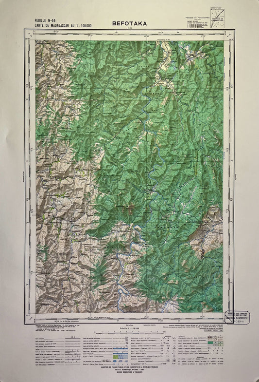 Achat carte ancienne de Madagascar, région de Befotaka
