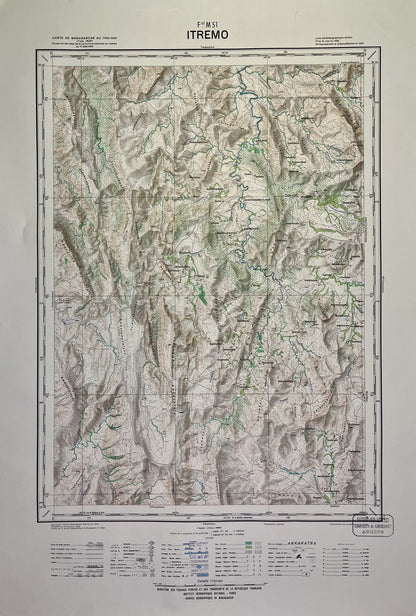 Achat carte ancienne de Madagascar, région d'Itremo