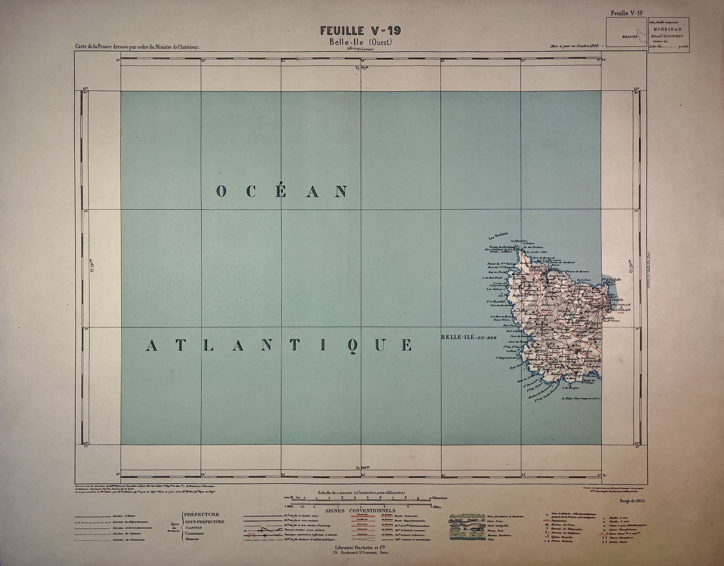 Achat carte ancienne de Belle-Île Ouest