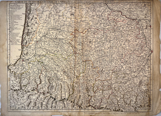 Achat carte ancienne de la Bigorre, du Béarn et de l'Armagnac
