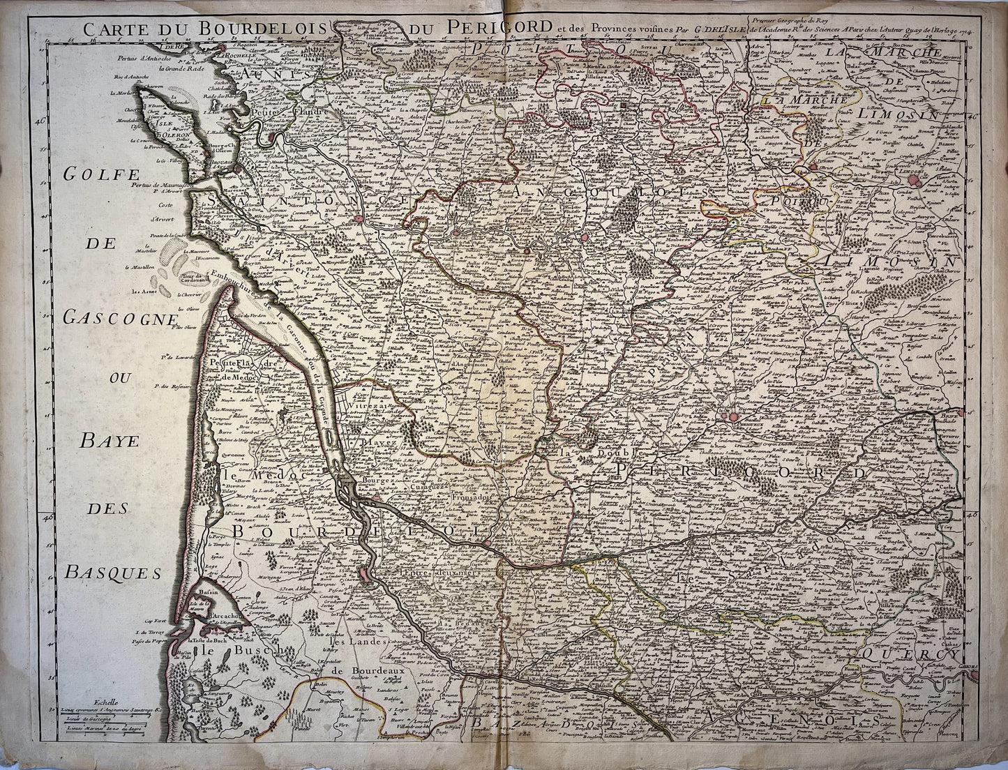 Achat carte ancienne du Bordelais et du Périgord