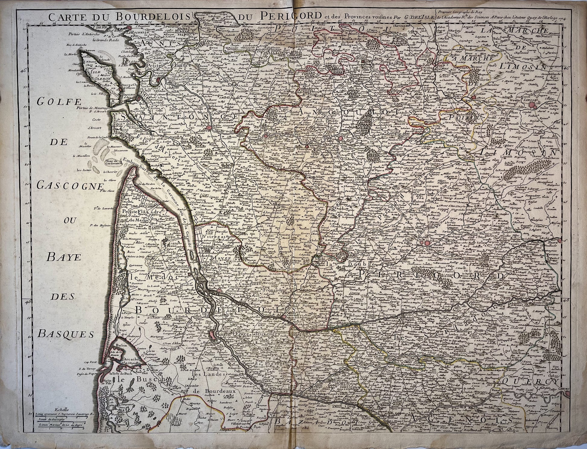Achat carte ancienne du Bordelais et du Périgord
