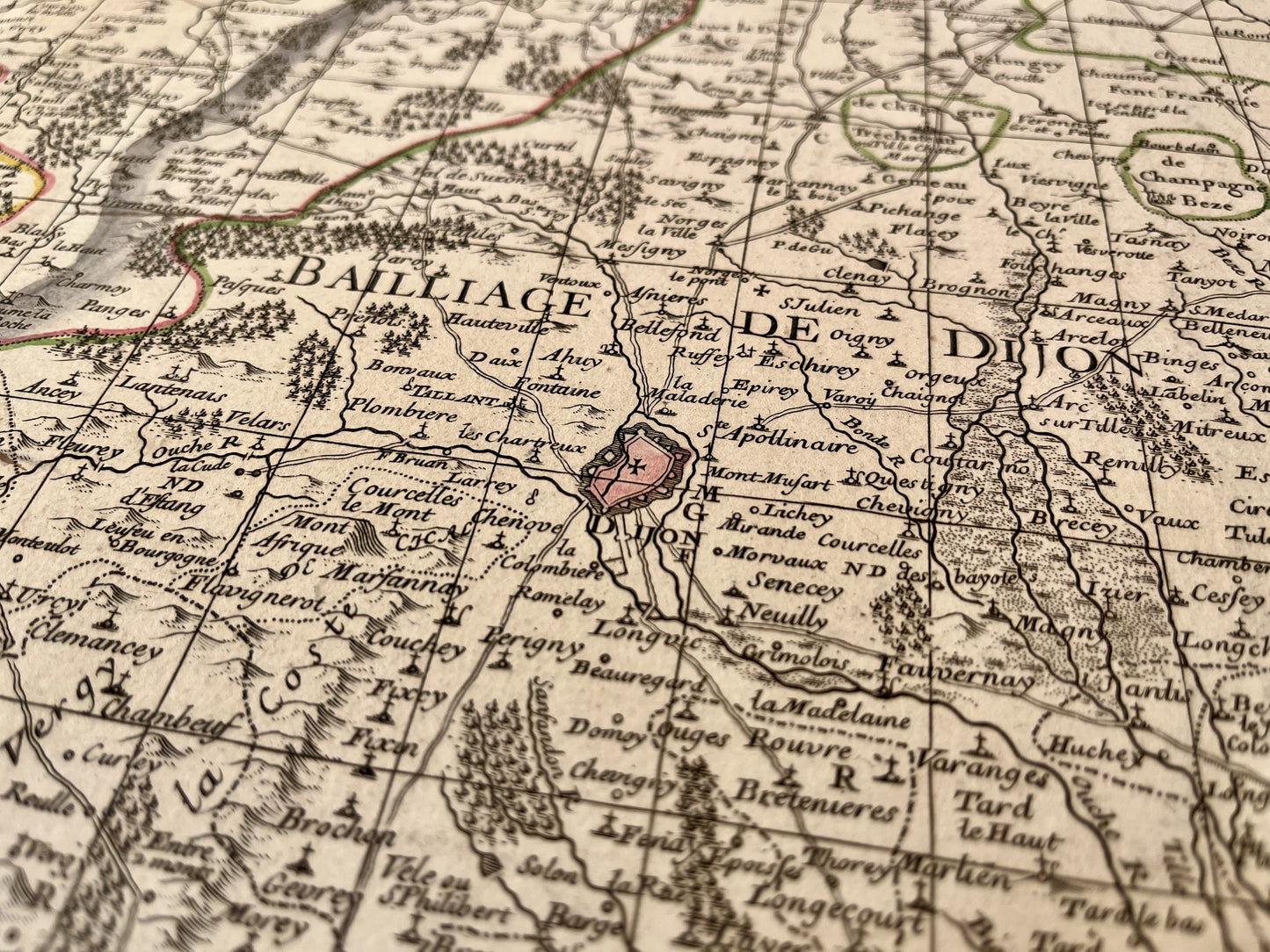 Achat carte ancienne de la Bourgogne, Dijon, Auxerre