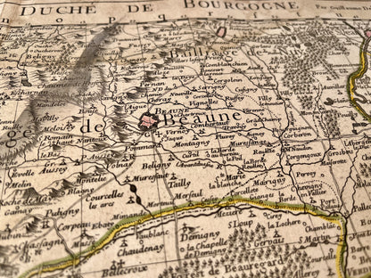 Achat carte ancienne de la Bourgogne, Mâcon, Beaune
